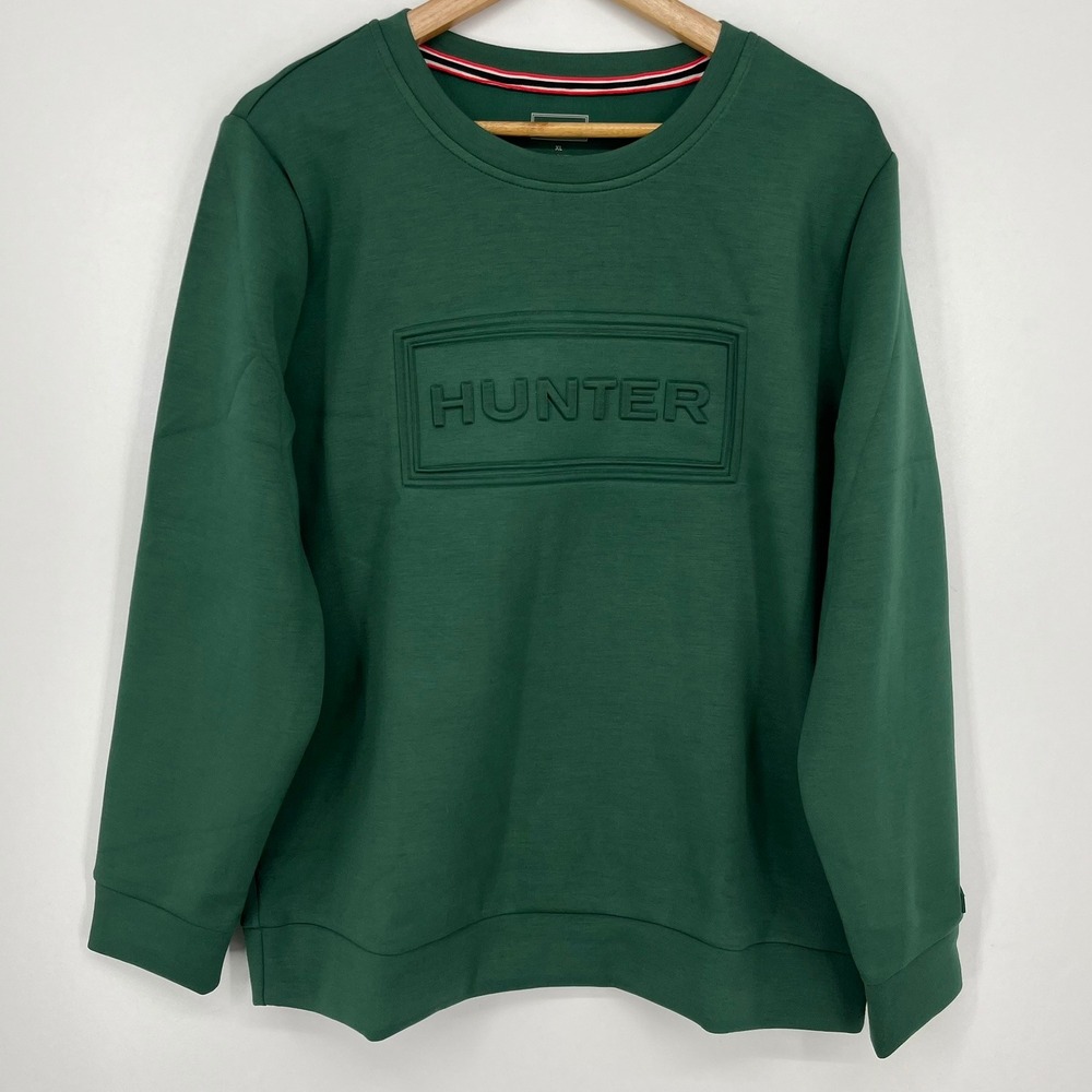Hunter Mens XL Green Embossed Logo Crewneck Sweatshirt Crew Neck